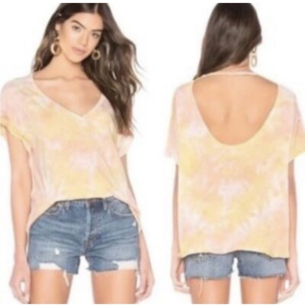 We The Free All Mine Tie Dye Tee Pink Orange Overside Short Sleeve Sz XS Boho
